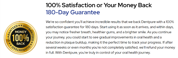 Dentpure 180 days of money back gurantee